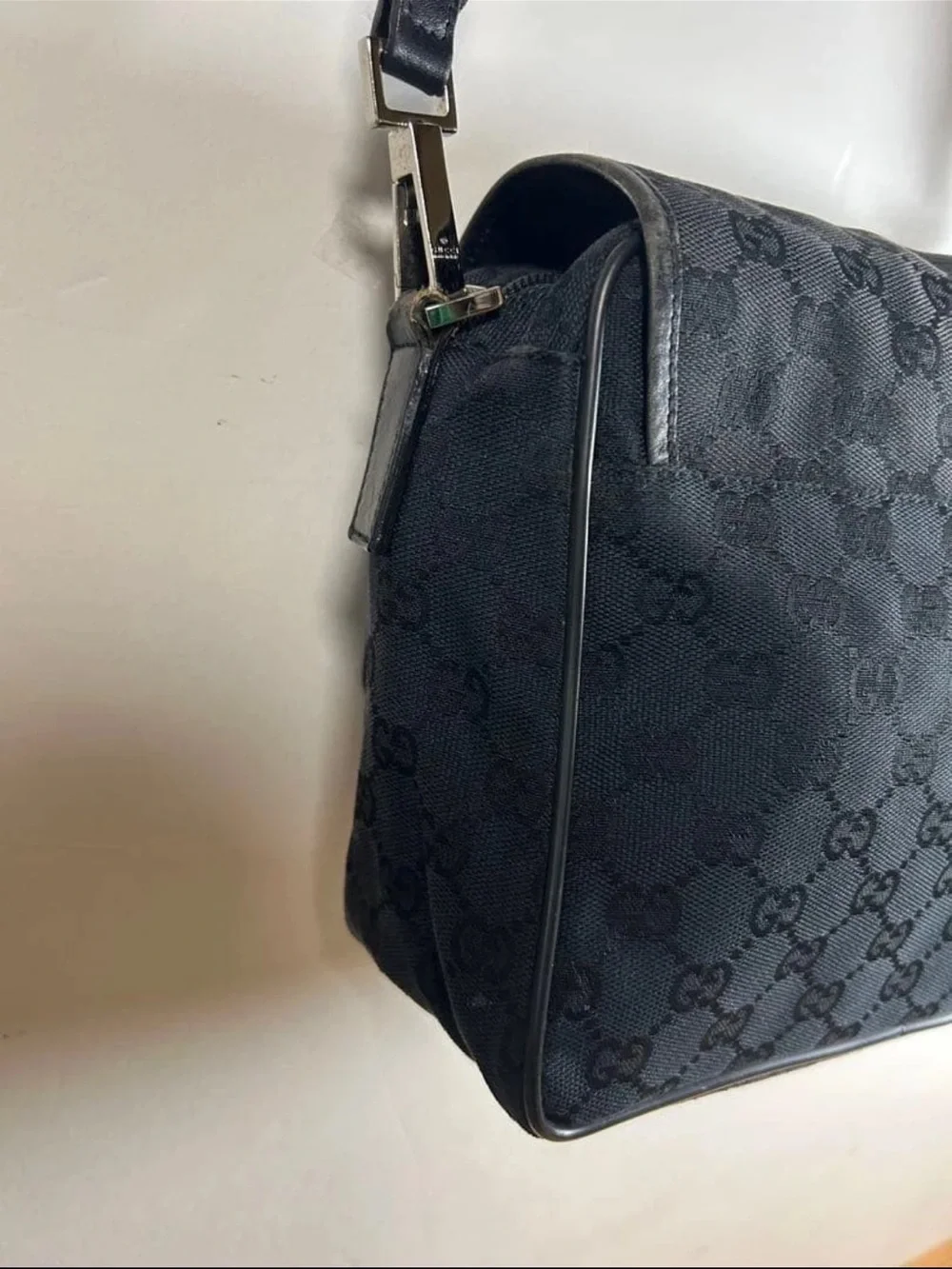 Gucci Black GG Canvas and Leather Crossbody Messenger